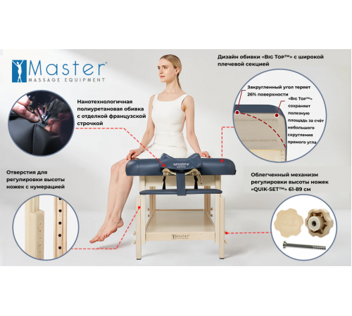 Массажный стол стационарный Master Laguna TT, с подогревом