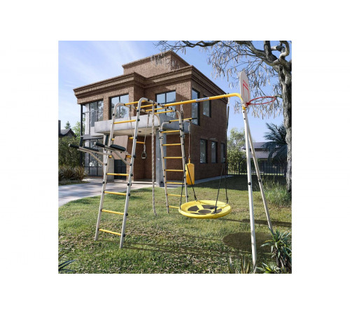 Детский спортивный комплекс для дачи ROMANA Fitness (Фитнес, желтый/серый)