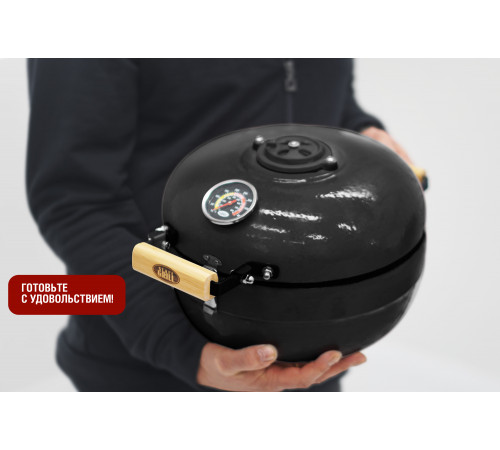 Портативный керамический гриль TRAVELLER 12 дюймов (черный) (30,5 см)