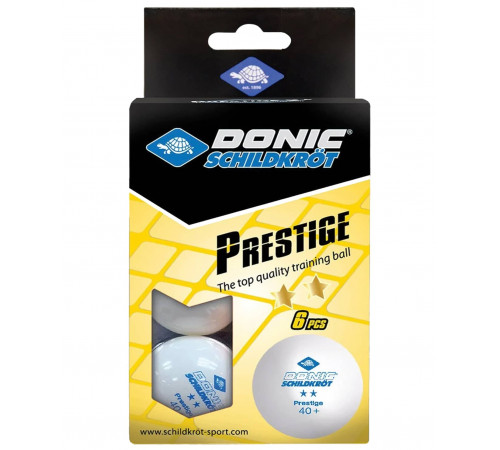 Мяч для настольного тенниса 2* Prestige, белый 6 шт